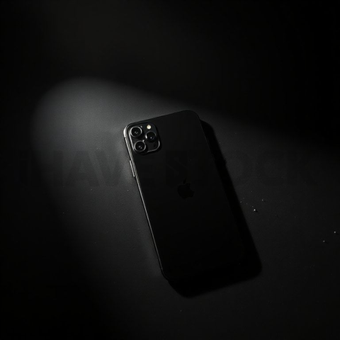 Iphone 16 Pro Max Dramatic Shadow Render Amber Glow 2025 – 8K Minimal Black UI Mockup MKT GLS 1182