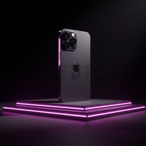 Iphone 16 Pro Max Dramatic Shadow Render Magenta Glow 2025 – 8K Minimal Black UI Mockup MKT GLS 0078