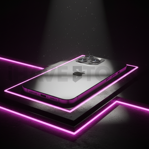 Iphone 16 Pro Max Dramatic Shadow Render Magenta Glow 2025 – 8K Minimal Black UI Mockup MKT GLS 0839