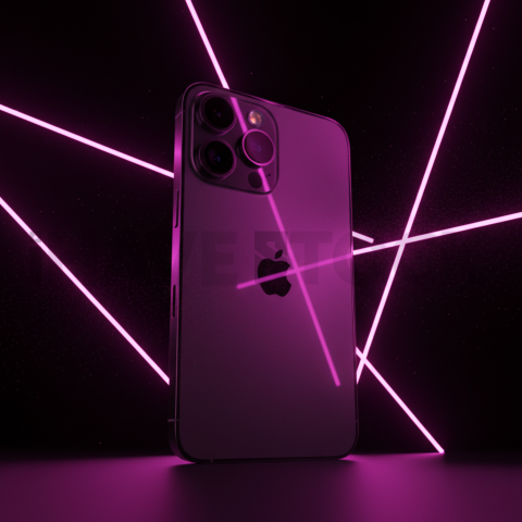 Iphone 16 Pro Max Dramatic Shadow Render Magenta Glow 2025 – 8K Minimal Black UI Mockup MKT GLS 1156