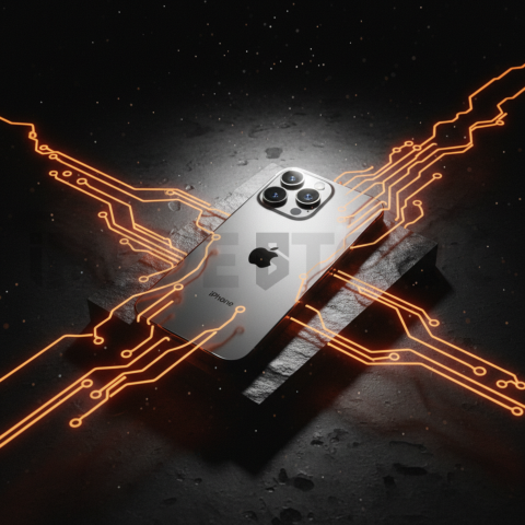 Iphone 16 Pro Max Dramatic Shadow Render Orange Fire Glow 2025 – 8K Minimal Black UI Mockup MKT GLS 0205