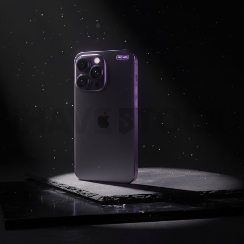 Iphone 16 Pro Max Dramatic Shadow Render Purple Glow 2025 – 8K Minimal Black UI Mockup MKT GLS 0088
