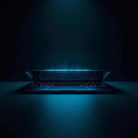 Macbook Pro 16 Floating Dark Mockup Cyan Glow 2025 – 8K Minimal Black UI Mockup MKT GLS 0702