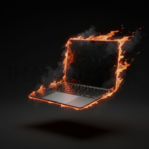 Macbook Pro 16 Floating Dark Mockup Orange Fire Glow 2025 – 8K Minimal Black UI Mockup MKT GLS 1026