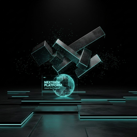 Minimal Black Saas Hero Section Layout Cyan Glow 2025 – 8K Minimal Black UI Mockup MKT GLS 1161