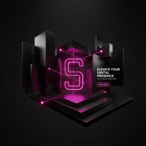 Minimal Black Saas Hero Section Layout Magenta Glow 2025 – 8K Minimal Black UI Mockup MKT GLS 1126