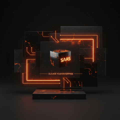 Minimal Black Saas Hero Section Layout Orange Fire Glow 2025 – 8K Minimal Black UI Mockup MKT GLS 0175