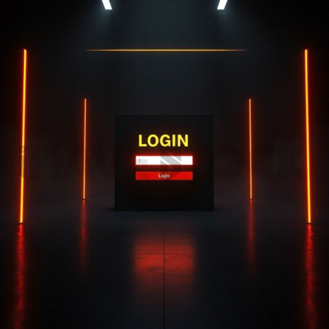 Minimal Dark Login Form Ui Amber Glow 2025 – 8K Minimal Black UI Mockup MKT GLS 1207