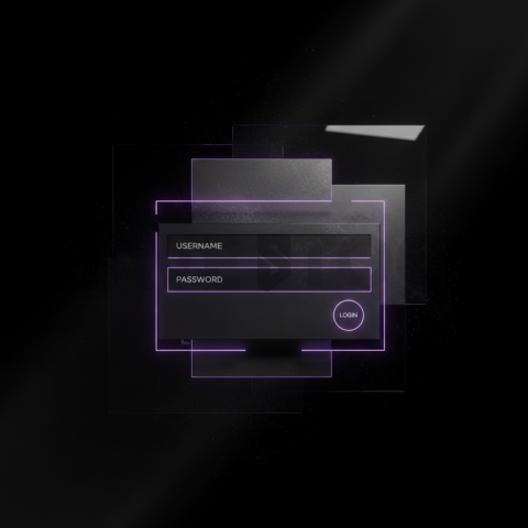 Minimal Dark Login Form Ui Purple Glow 2025 – 8K Minimal Black UI Mockup MKT GLS 0219