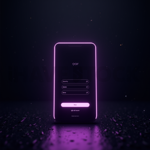 Minimal Dark Login Form Ui Purple Glow 2025 – 8K Minimal Black UI Mockup MKT GLS 0785