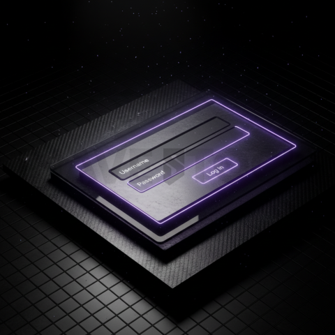 Minimal Dark Login Form Ui Purple Glow 2025 – 8K Minimal Black UI Mockup MKT GLS 1060