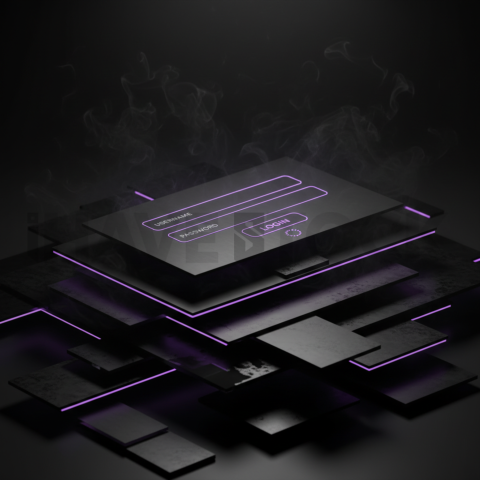 Minimal Dark Login Form Ui Purple Glow 2025 – 8K Minimal Black UI Mockup MKT GLS 1334