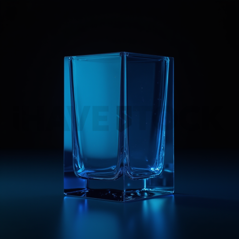 Minimalism Glassmorphism Block Blue Electric Glow 2025 – 8K Minimal Black UI Mockup MKT GLS 0218