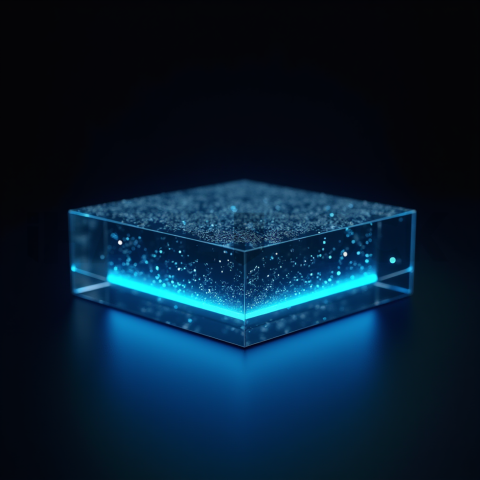 Minimalism Glassmorphism Block Blue Electric Glow 2025 – 8K Minimal Black UI Mockup MKT GLS 0770