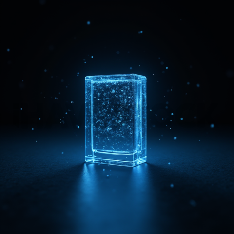 Minimalism Glassmorphism Block Blue Electric Glow 2025 – 8K Minimal Black UI Mockup MKT GLS 0784