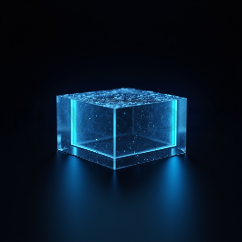 Minimalism Glassmorphism Block Blue Electric Glow 2025 – 8K Minimal Black UI Mockup MKT GLS 0796