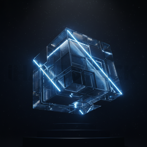 Minimalism Glassmorphism Block Blue Electric Glow 2025 – 8K Minimal Black UI Mockup MKT GLS 1057