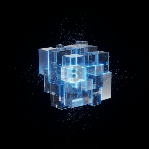 Minimalism Glassmorphism Block Blue Electric Glow 2025 – 8K Minimal Black UI Mockup MKT GLS 1128