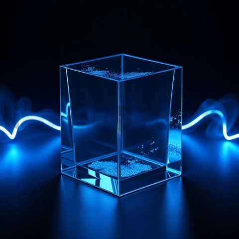 Minimalism Glassmorphism Block Blue Electric Glow 2025 – 8K Minimal Black UI Mockup MKT GLS 1197