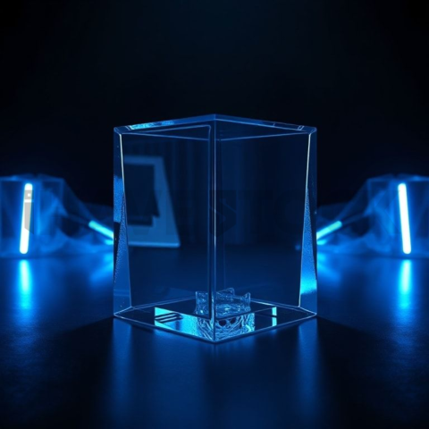 Minimalism Glassmorphism Block Blue Electric Glow 2025 – 8K Minimal Black UI Mockup MKT GLS 1275