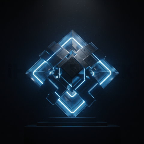 Minimalism Glassmorphism Block Blue Electric Glow 2025 – 8K Minimal Black UI Mockup MKT GLS 1332