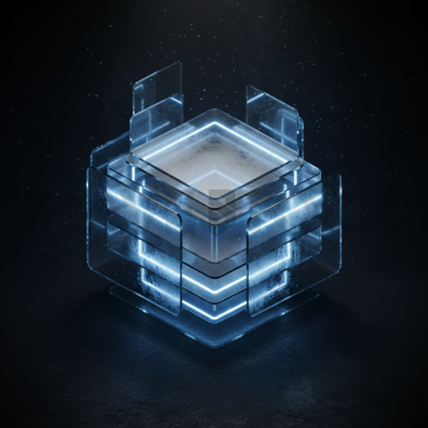 Minimalism Glassmorphism Block Blue Electric Glow 2025 – 8K Minimal Black UI Mockup MKT GLS 1315