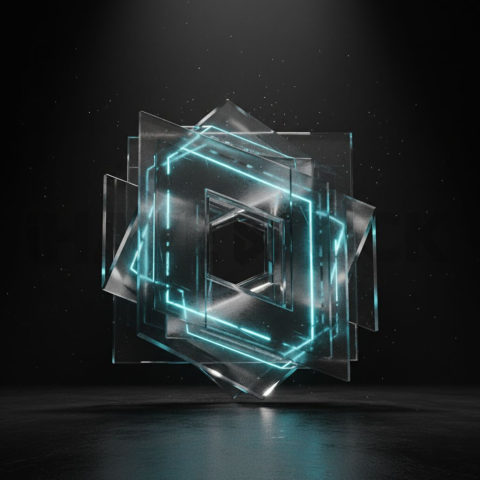 Minimalism Glassmorphism Block Cyan Glow 2025 – 8K Minimal Black UI Mockup MKT GLS 1119