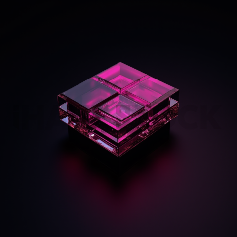 Minimalism Glassmorphism Block Magenta Glow 2025 – 8K Minimal Black UI Mockup MKT GLS 0254