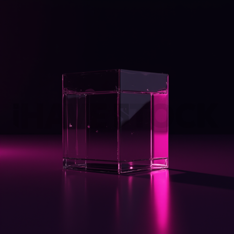 Minimalism Glassmorphism Block Magenta Glow 2025 – 8K Minimal Black UI Mockup MKT GLS 0269