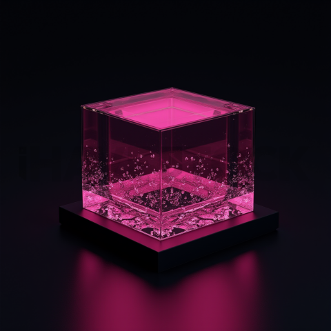 Minimalism Glassmorphism Block Magenta Glow 2025 – 8K Minimal Black UI Mockup MKT GLS 0357
