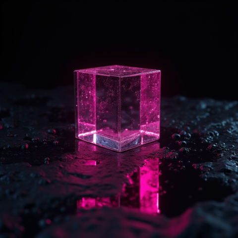 Minimalism Glassmorphism Block Magenta Glow 2025 – 8K Minimal Black UI Mockup MKT GLS 0686