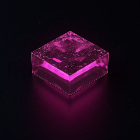 Minimalism Glassmorphism Block Magenta Glow 2025 – 8K Minimal Black UI Mockup MKT GLS 0749