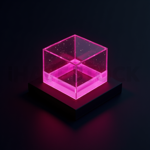 Minimalism Glassmorphism Block Magenta Glow 2025 – 8K Minimal Black UI Mockup MKT GLS 0794