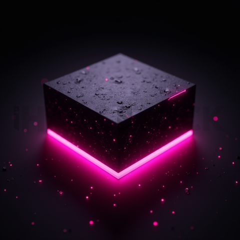 Minimalism Glassmorphism Block Magenta Glow 2025 – 8K Minimal Black UI Mockup MKT GLS 0806