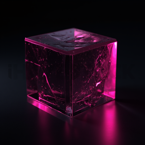 Minimalism Glassmorphism Block Magenta Glow 2025 – 8K Minimal Black UI Mockup MKT GLS 0807