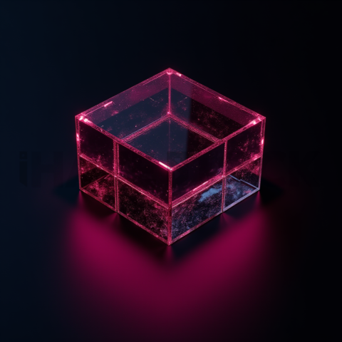 Minimalism Glassmorphism Block Magenta Glow 2025 – 8K Minimal Black UI Mockup MKT GLS 0813