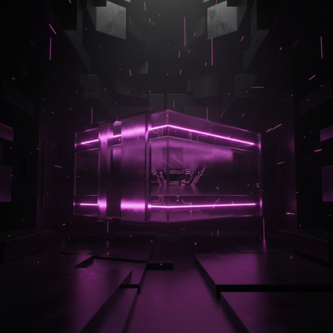 Minimalism Glassmorphism Block Magenta Glow 2025 – 8K Minimal Black UI Mockup MKT GLS 1025