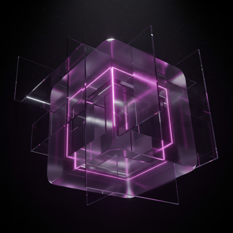 Minimalism Glassmorphism Block Magenta Glow 2025 – 8K Minimal Black UI Mockup MKT GLS 0874