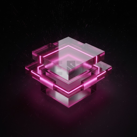 Minimalism Glassmorphism Block Magenta Glow 2025 – 8K Minimal Black UI Mockup MKT GLS 1077