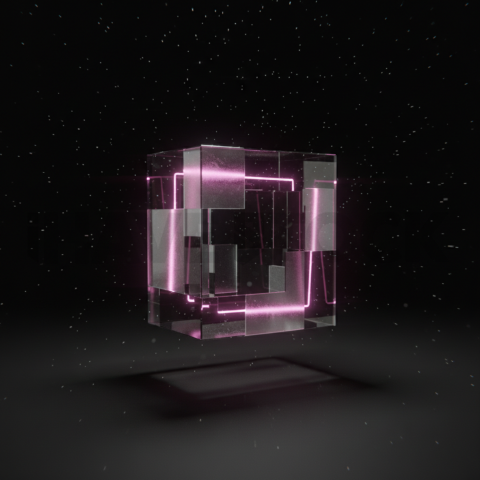 Minimalism Glassmorphism Block Magenta Glow 2025 – 8K Minimal Black UI Mockup MKT GLS 1107