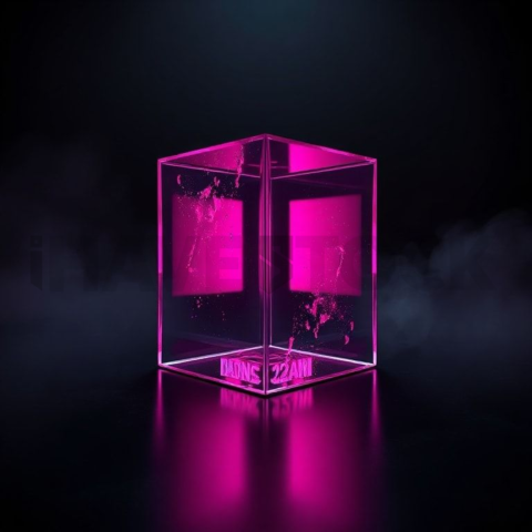 Minimalism Glassmorphism Block Magenta Glow 2025 – 8K Minimal Black UI Mockup MKT GLS 1192