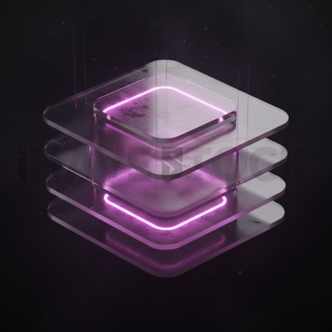 Minimalism Glassmorphism Block Magenta Glow 2025 – 8K Minimal Black UI Mockup MKT GLS 1103