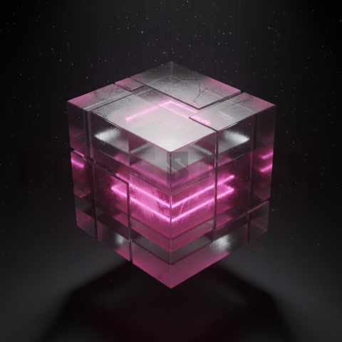 Minimalism Glassmorphism Block Magenta Glow 2025 – 8K Minimal Black UI Mockup MKT GLS 1361