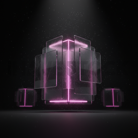 Minimalism Glassmorphism Block Magenta Glow 2025 – 8K Minimal Black UI Mockup MKT GLS 1310