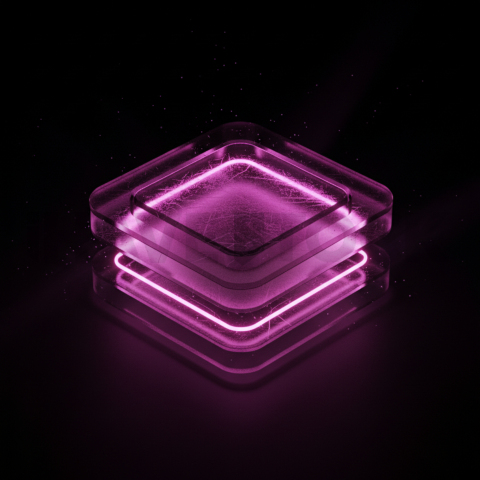 Minimalism Glassmorphism Block Magenta Glow 2025 – 8K Minimal Black UI Mockup MKT GLS 1363