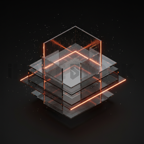 Minimalism Glassmorphism Block Orange Fire Glow 2025 – 8K Minimal Black UI Mockup MKT GLS 0226