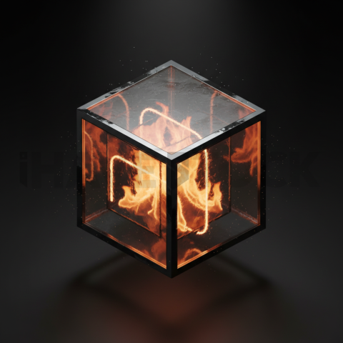 Minimalism Glassmorphism Block Orange Fire Glow 2025 – 8K Minimal Black UI Mockup MKT GLS 0232
