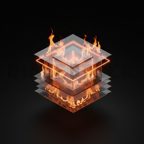 Minimalism Glassmorphism Block Orange Fire Glow 2025 – 8K Minimal Black UI Mockup MKT GLS 0250