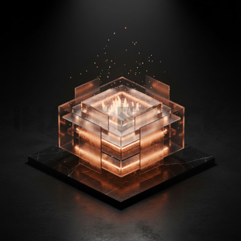 Minimalism Glassmorphism Block Orange Fire Glow 2025 – 8K Minimal Black UI Mockup MKT GLS 0251