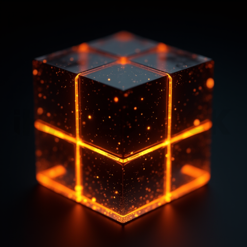 Minimalism Glassmorphism Block Orange Fire Glow 2025 – 8K Minimal Black UI Mockup MKT GLS 0298